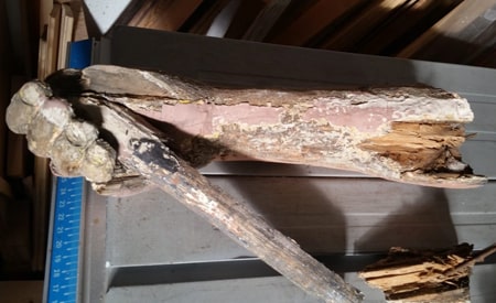 Uszkodzone ramię figury Św. Floriana